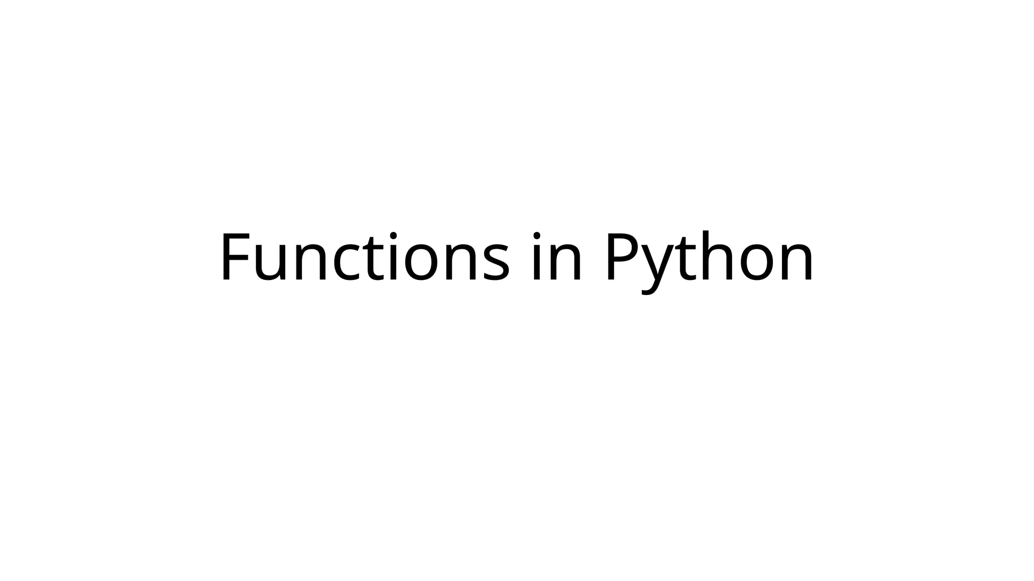 Functions in Python 