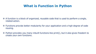 INTRODUCTION TO PYTHON PROGRMMING AND FUNCTIONS | PPT | Free Download