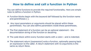 INTRODUCTION TO PYTHON PROGRMMING AND FUNCTIONS | PPT | Free Download