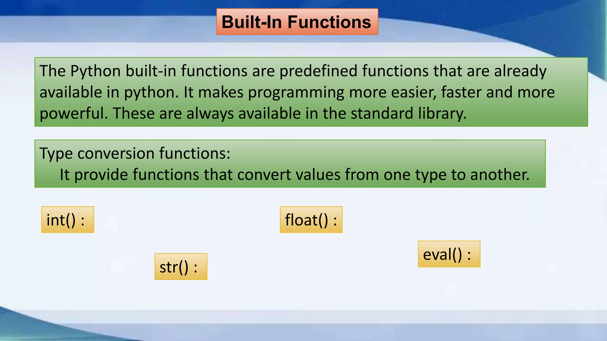 INTRODUCTION TO FUNCTIONS IN PYTHON | PPT