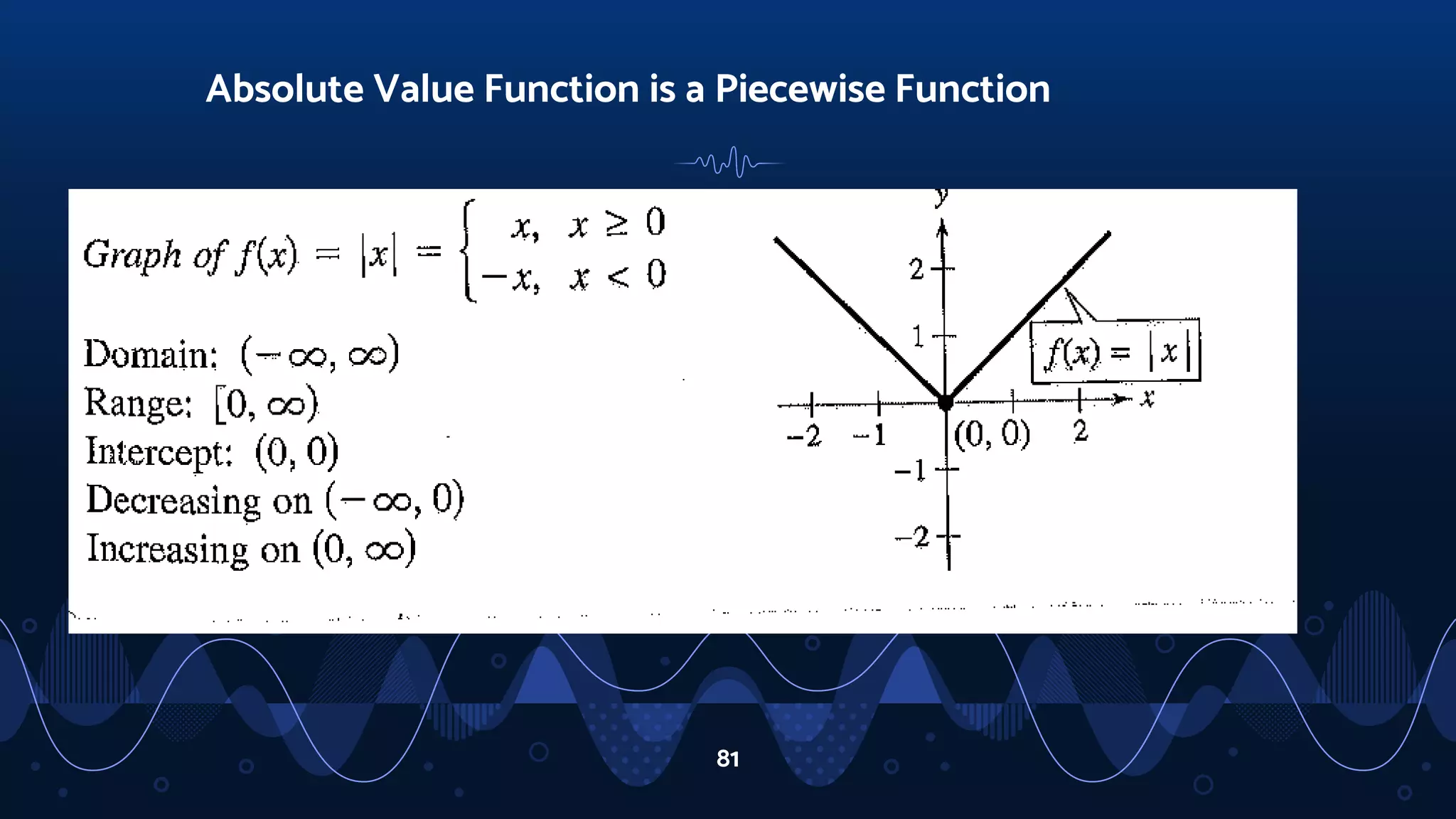 Absolute Value Function is a Piecewise Function
81
 