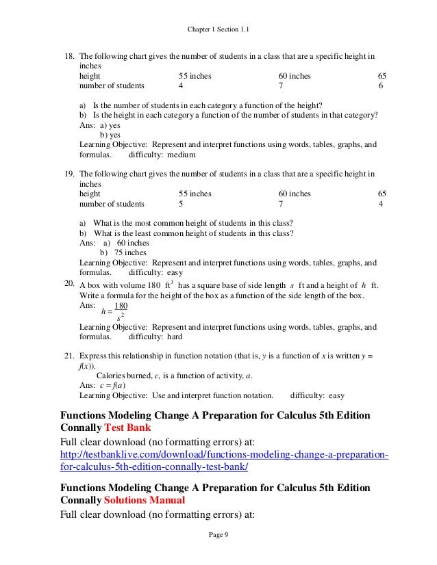 Functions Modeling Change A Preparation For Calculus 5th Edition Conn