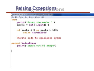 Raising Exceptions
 