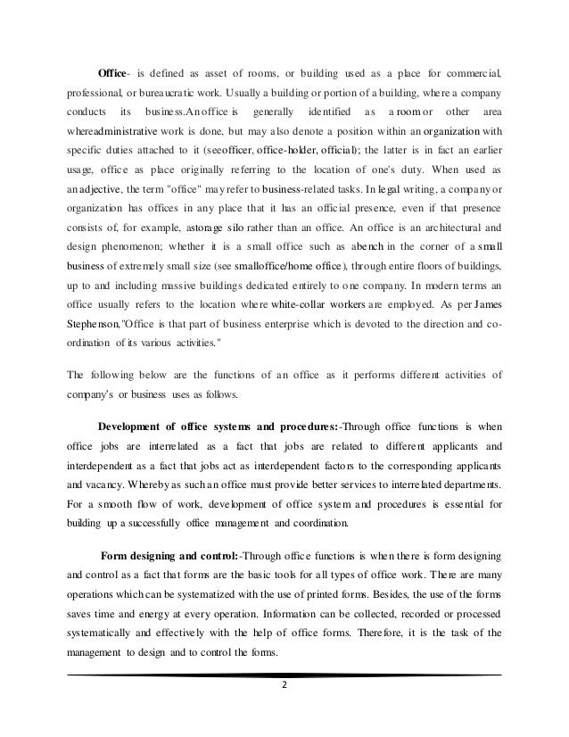 Functions of an office