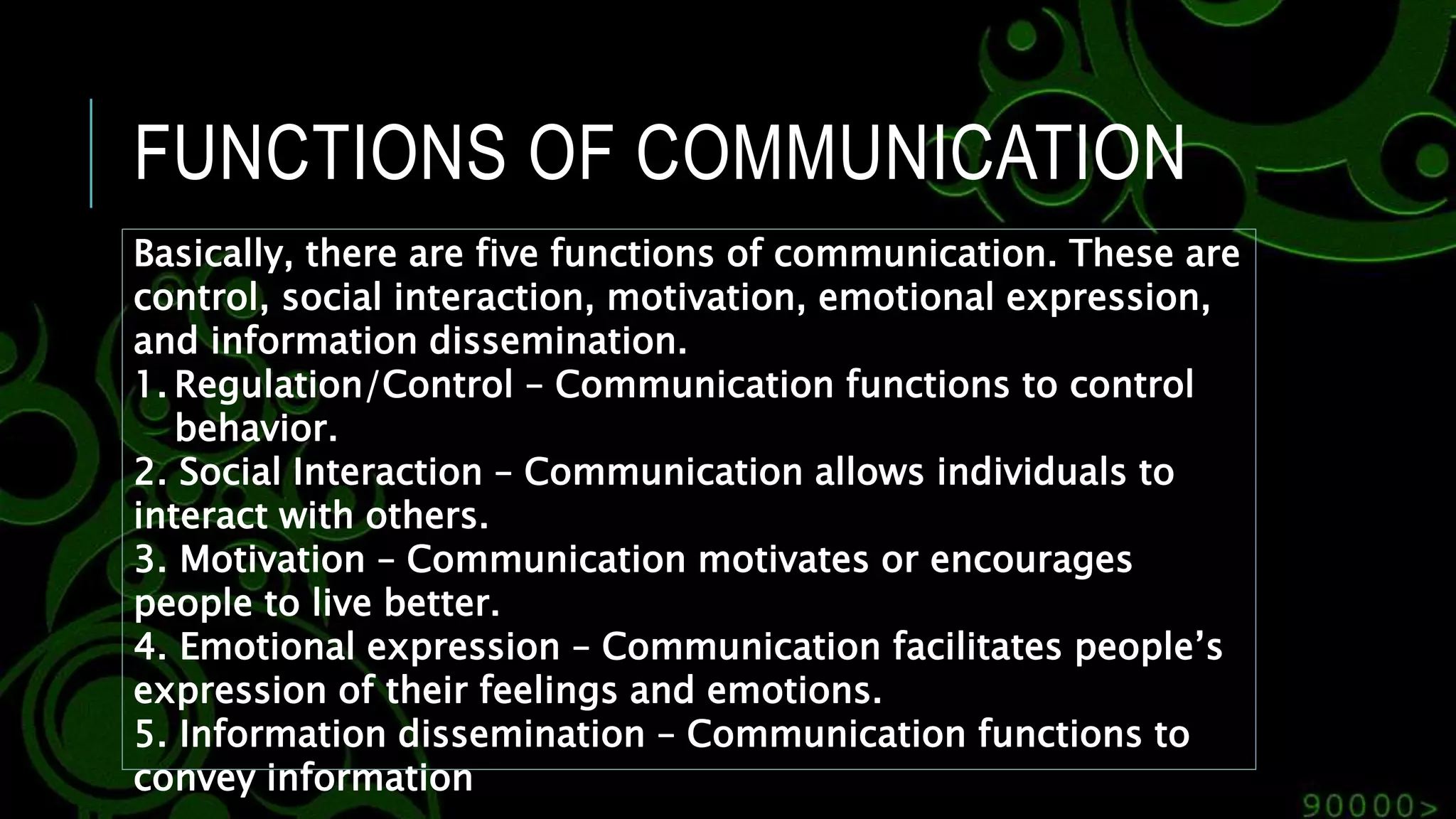 Functions of communication | PPTX