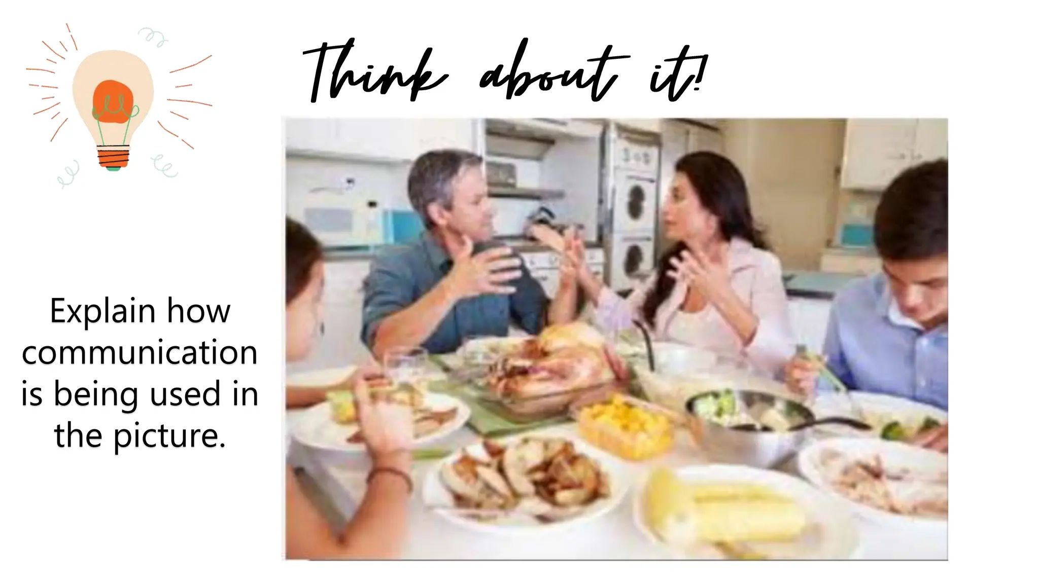 Explain how
communication
is being used in
the picture.
 