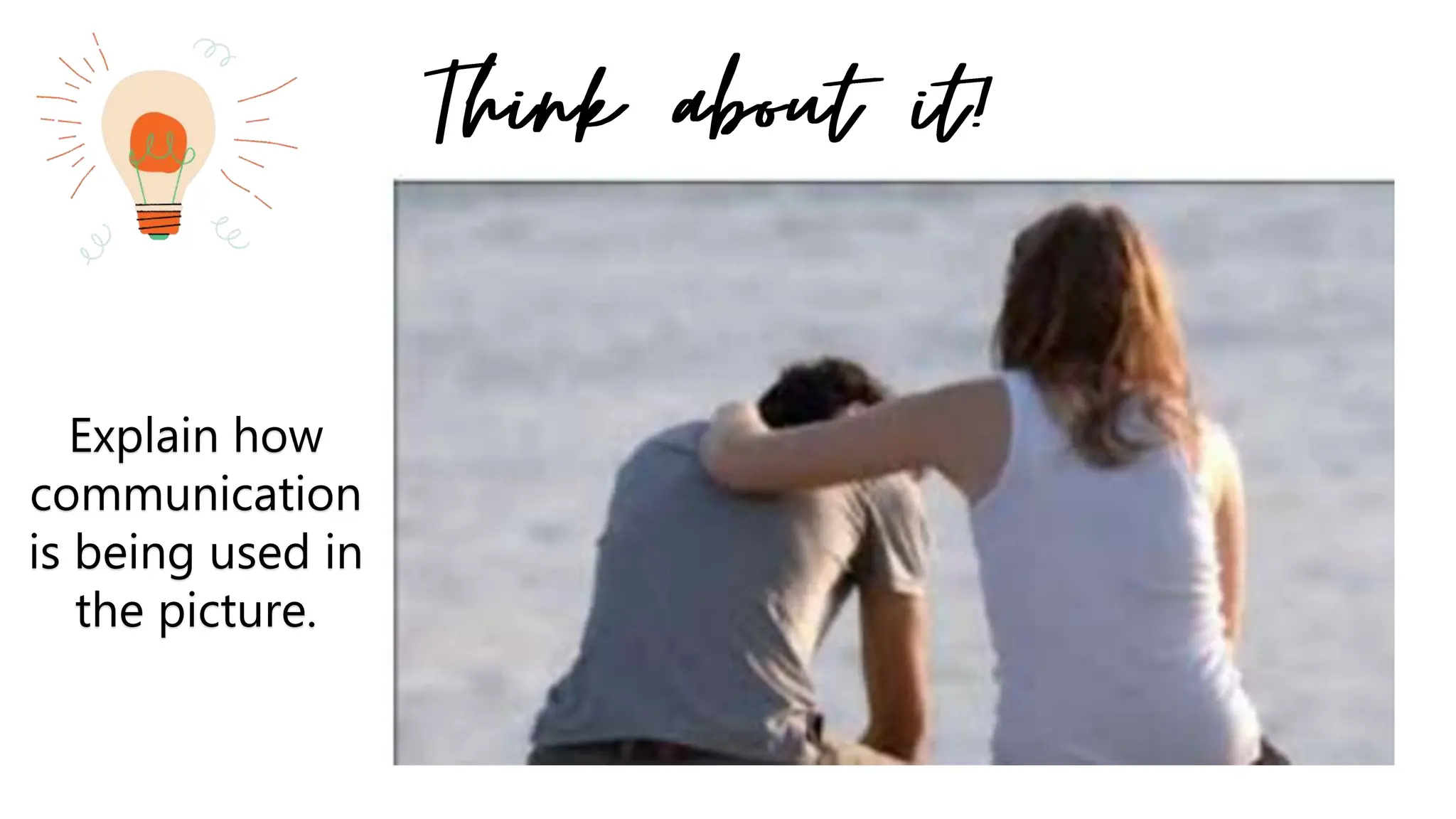 Explain how
communication
is being used in
the picture.
 