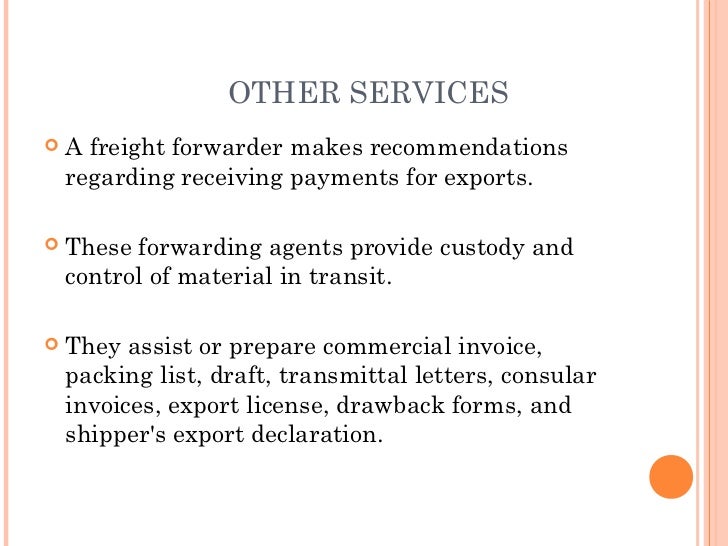 Functions of freight forwarders