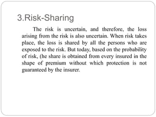Insurance Risk Sharing Functions of insurance | PPTX