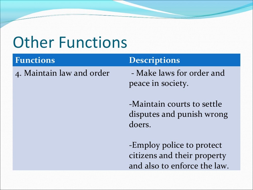 Functions of jamaica's government