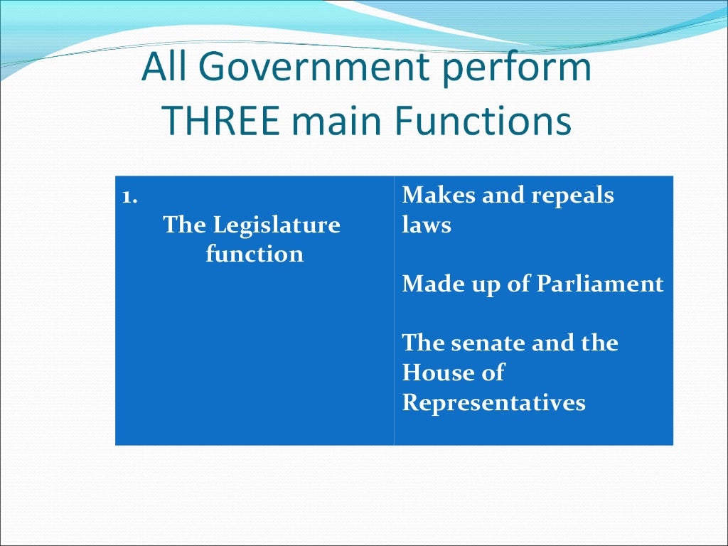 Functions of jamaica's government