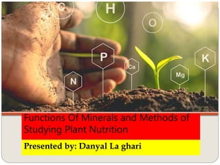 Functions Of Minerals and Methods of
Studying Plant Nutrition
Presented by: Danyal La ghari
 