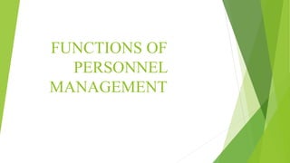 FUNCTIONS OF
PERSONNEL
MANAGEMENT
 