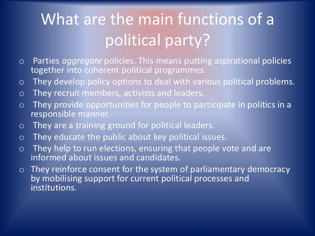 Functions of political parties