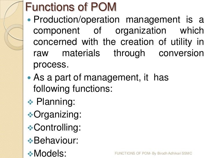 productions operations management