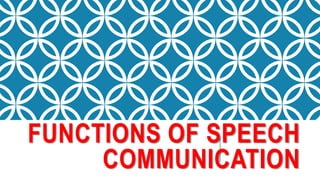 FUNCTIONS OF SPEECH
COMMUNICATION
 