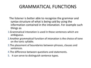 Functions of stress and intonation pres | PPT