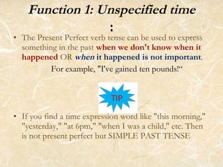 Functions of the present perfect