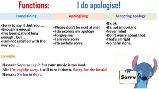 Awfully Sorry apologizing and complaining and accepting apology | PPTX