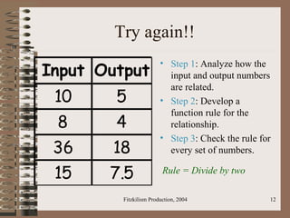 Function tables | PPT