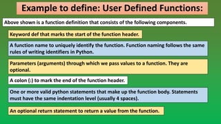 USER DEFINE FUNCTIONS IN PYTHON | PPT