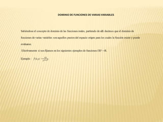 DOMINIO DE FUNCIONES DE VARIAS VARIABLES
 