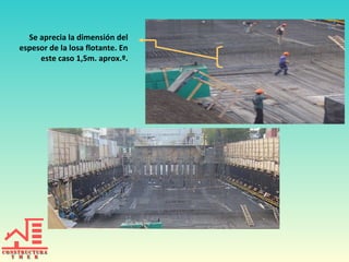 Se aprecia la dimensión del
espesor de la losa flotante. En
este caso 1,5m. aprox.º.

 