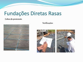 Fundações Diretas Rasas
Cabos de protensão
Verificações
 