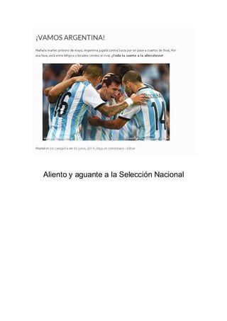 Aliento y aguante a la Selección Nacional