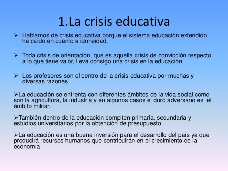 Fundamentación teórica crisis educativa