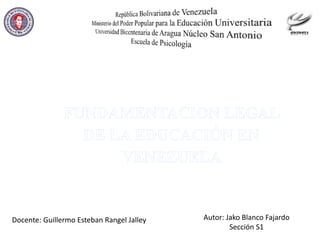 Docente: Guillermo Esteban Rangel Jalley Autor: Jako Blanco Fajardo
Sección S1
 