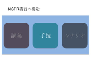 NCPR講習の構造




講義          手技   シナリオ
 