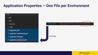 77 7
Application Properties – One File per Environment
Activate
 