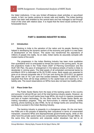 6

SAPM Assignment : Fundamental Analysis of HDFC Bank

the failed institutions. It has very limited off-balance sheet act...