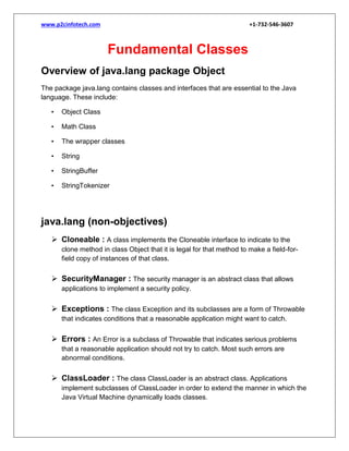 Fundamental classes in java | PDF