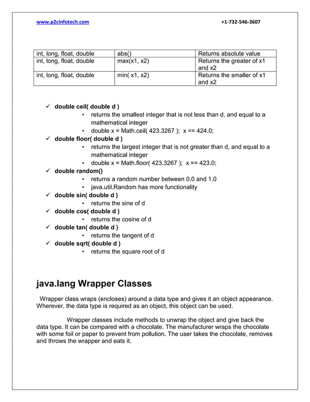 Fundamental classes in java | PDF