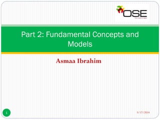 Asmaa Ibrahim
Part 2: Fundamental Concepts and
Models
3/17/20141
 