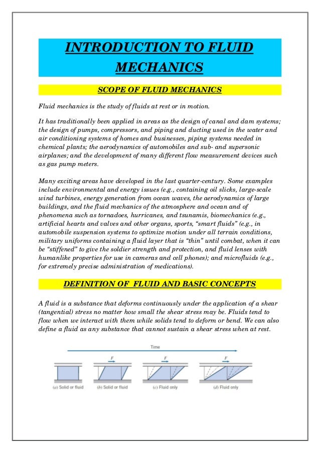 Fundamental concepts of fluid mechanics