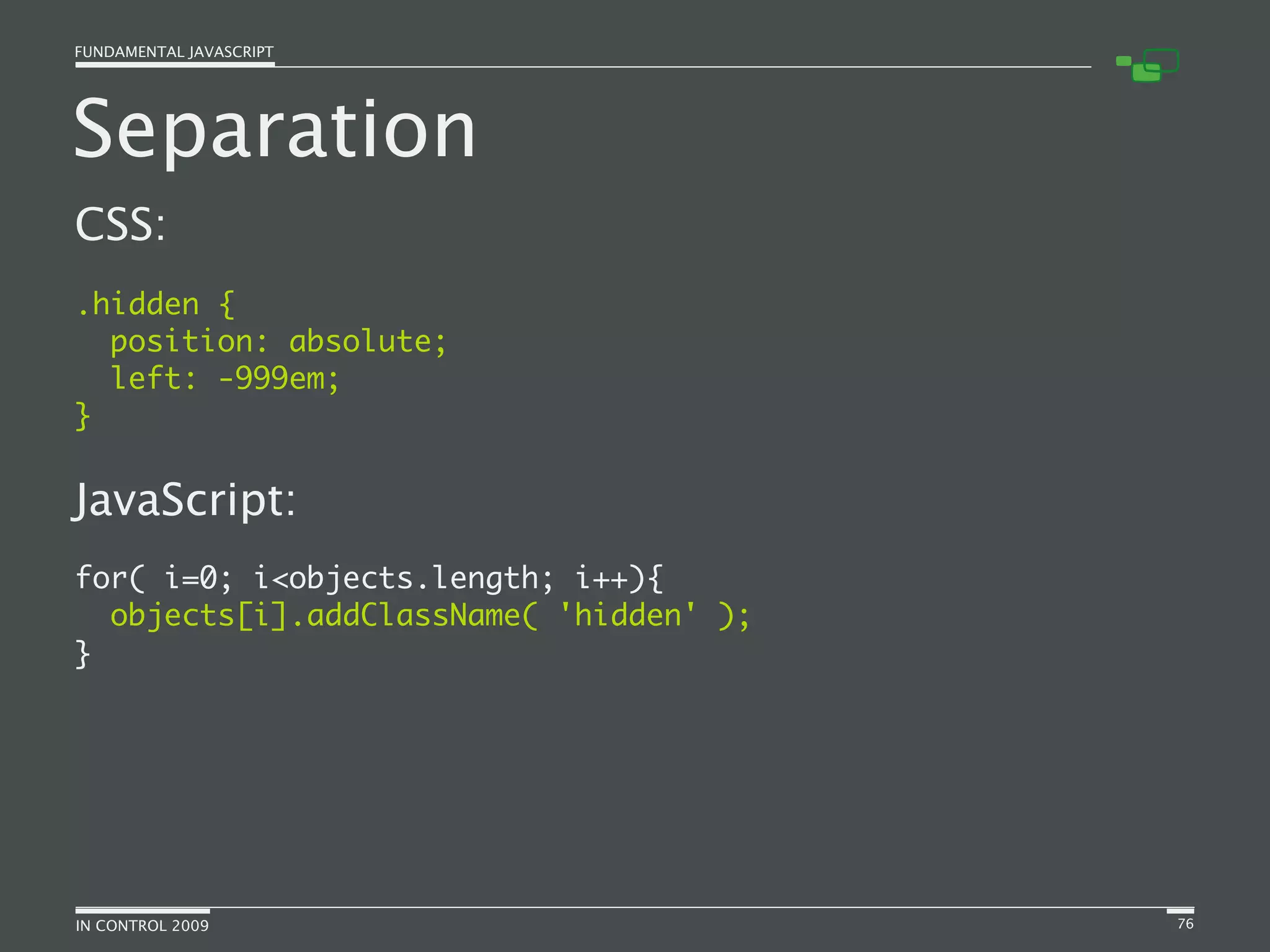 Fundamental JavaScript [In Control 2009]