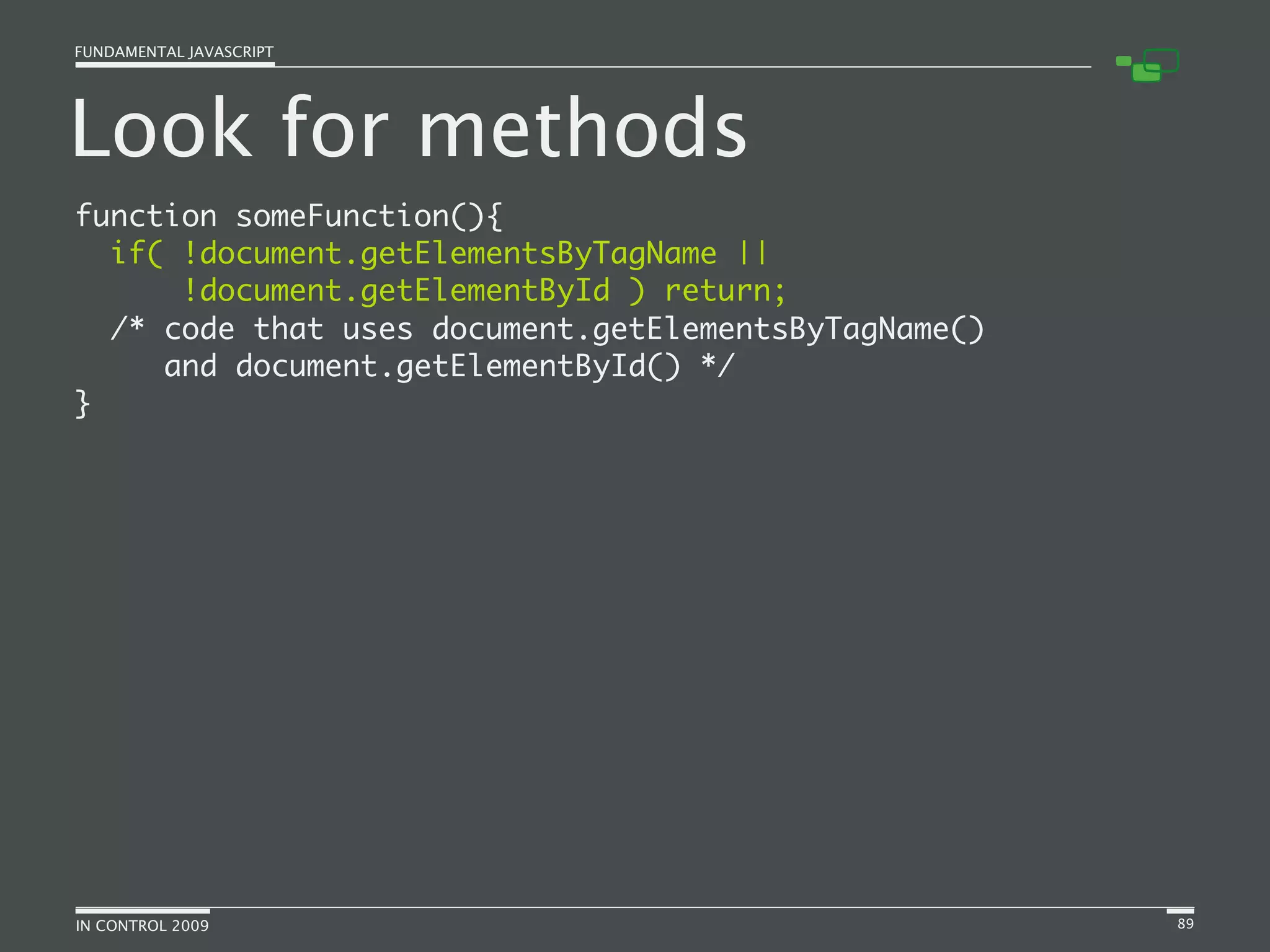 Fundamental JavaScript [In Control 2009]