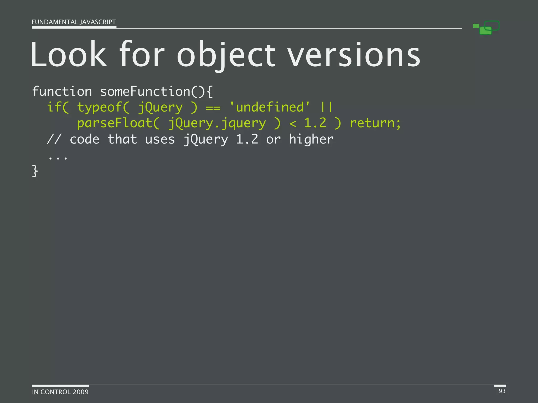 Fundamental JavaScript [In Control 2009]