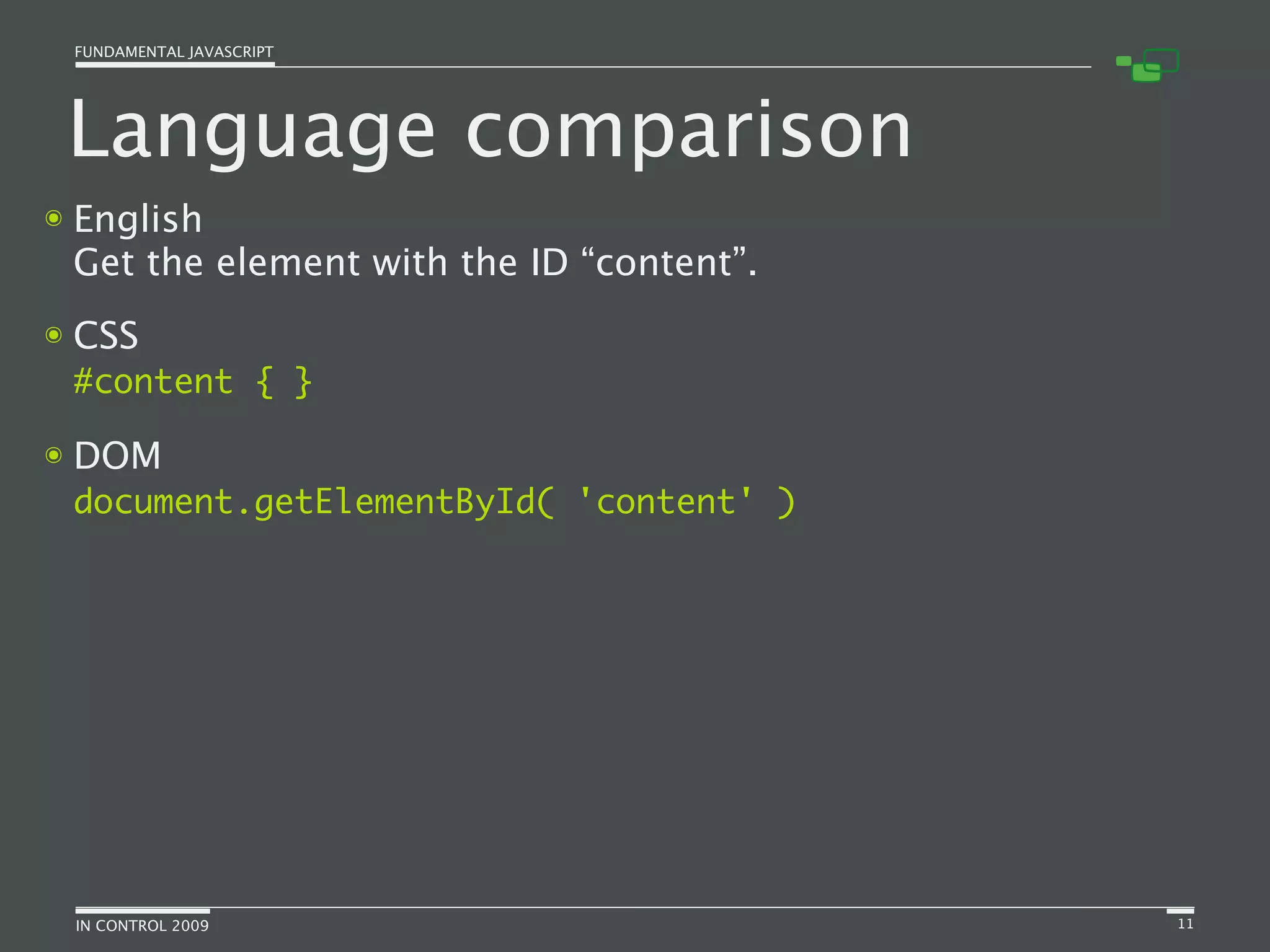 Fundamental JavaScript [In Control 2009]