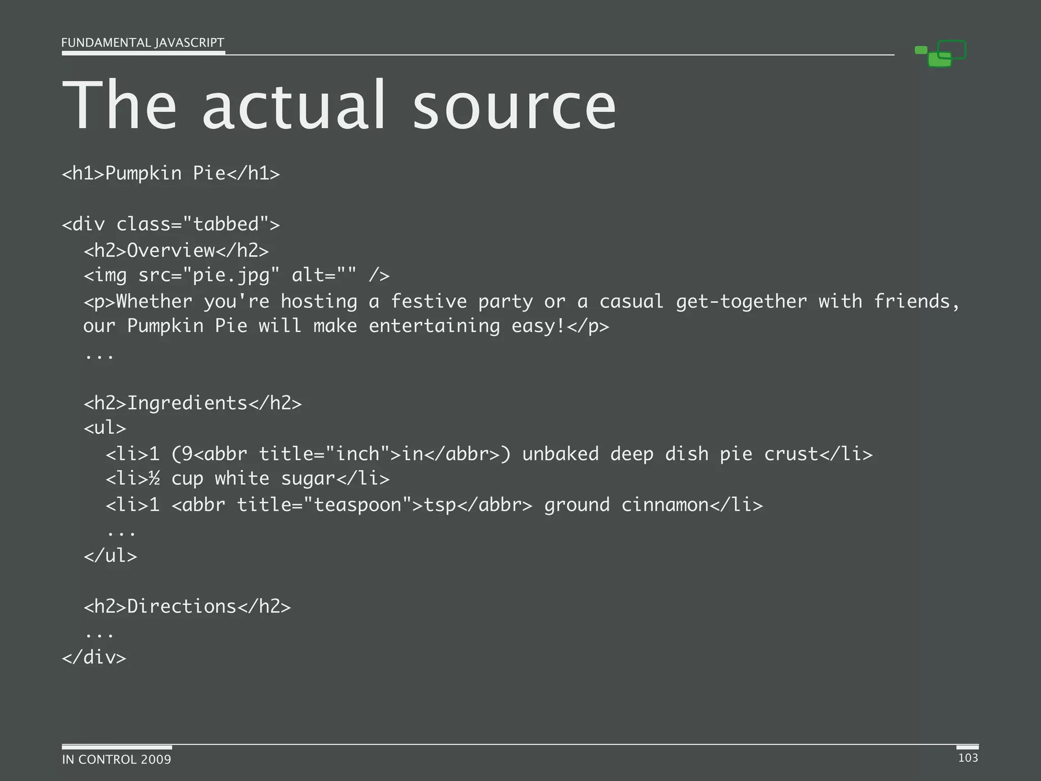 Fundamental JavaScript [In Control 2009]