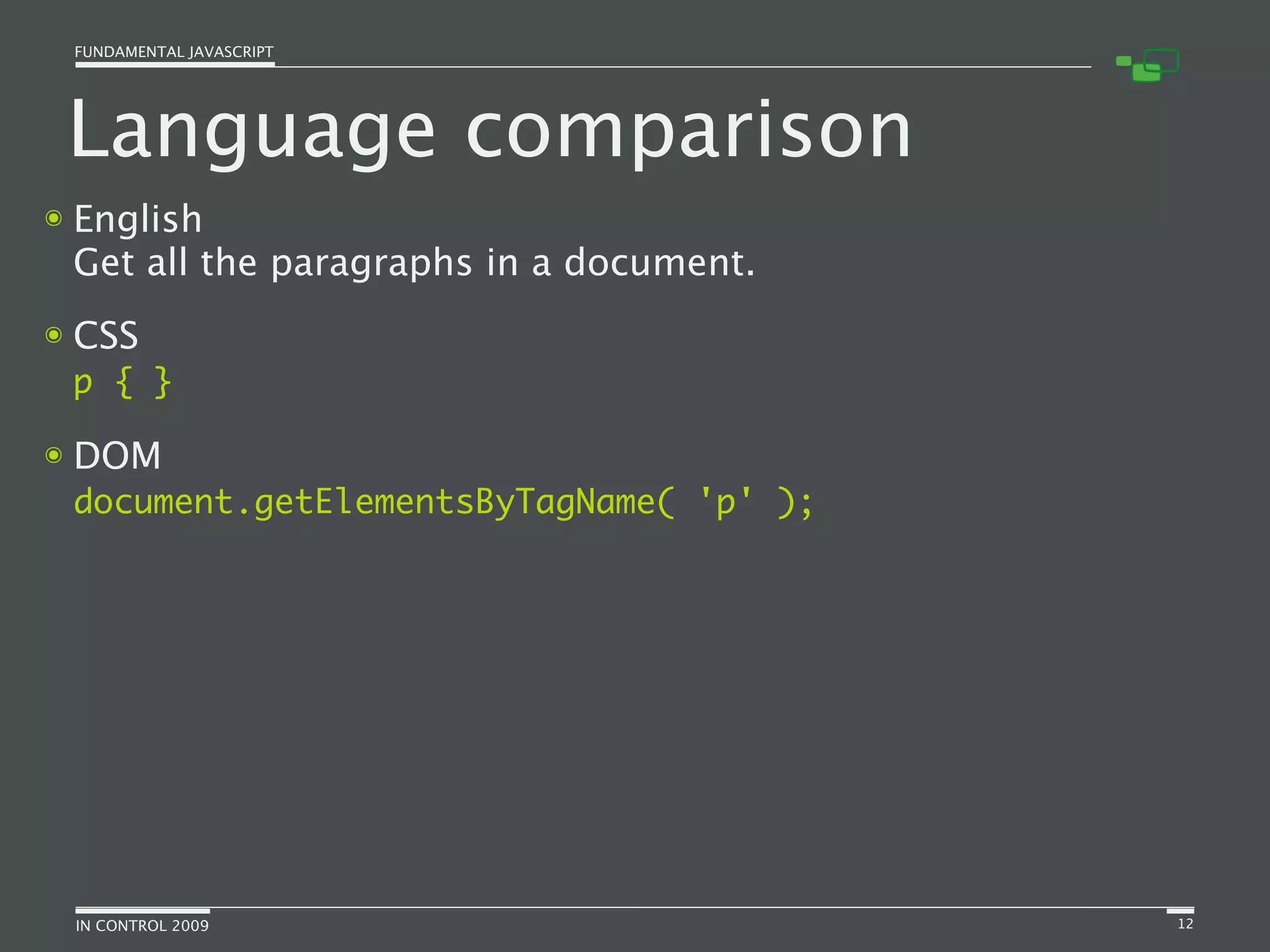 Fundamental JavaScript [In Control 2009]
