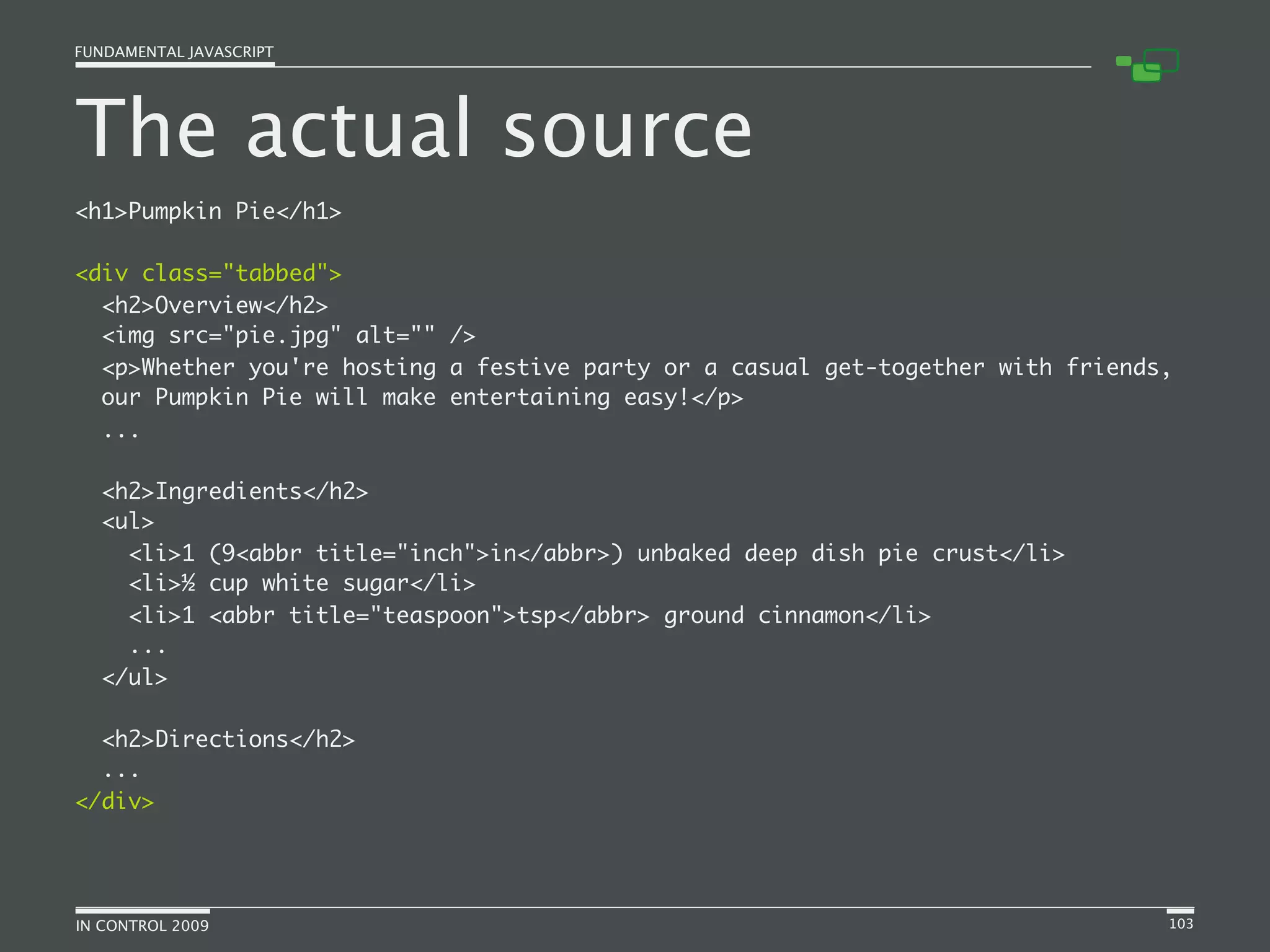 Fundamental JavaScript [In Control 2009]