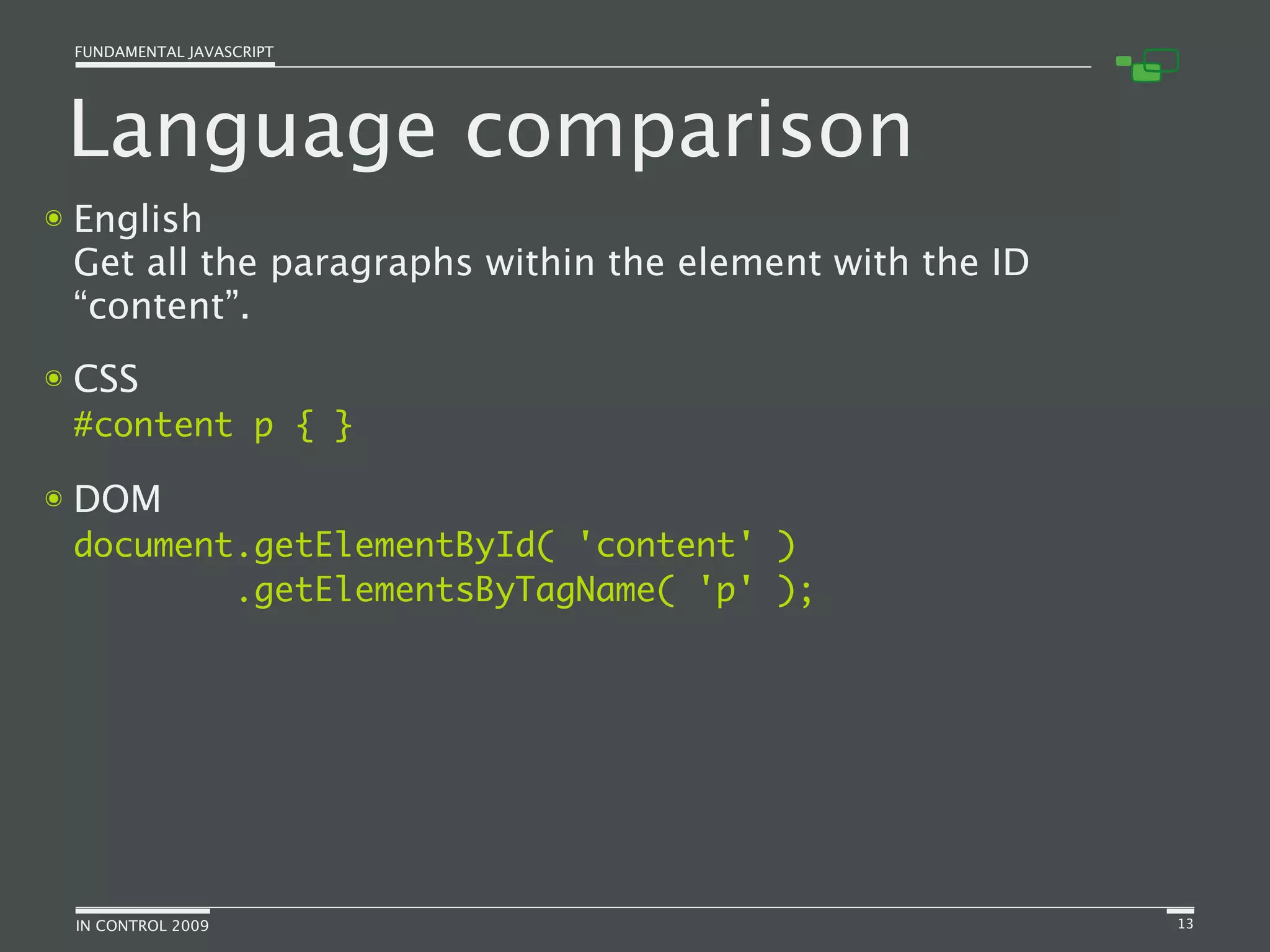 Fundamental JavaScript [In Control 2009]