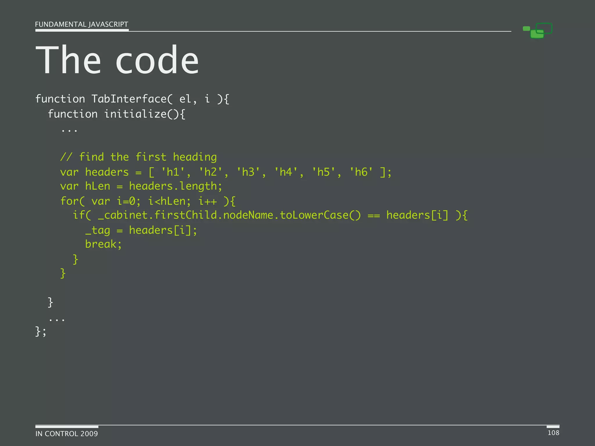 Fundamental JavaScript [In Control 2009]
