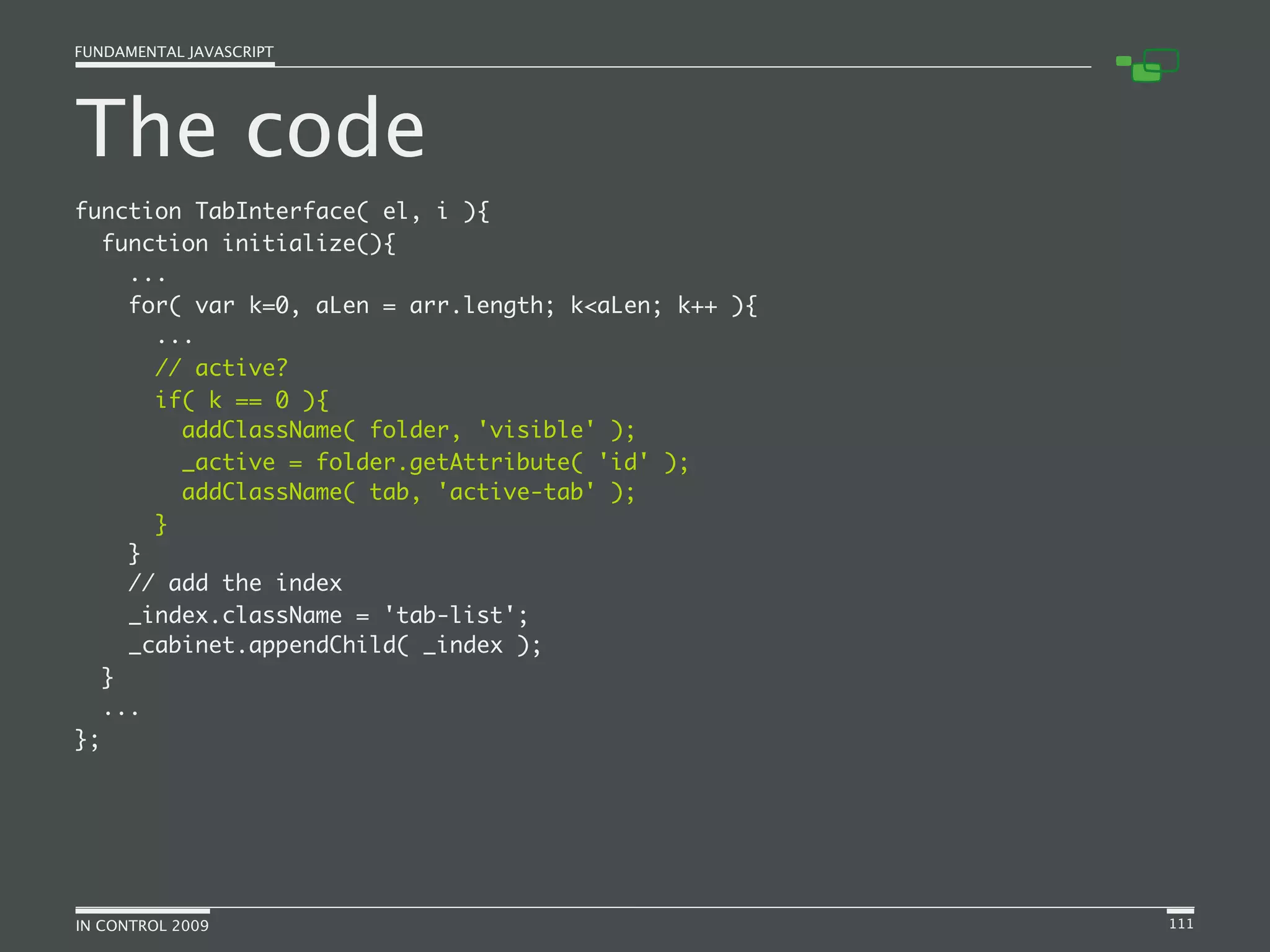 Fundamental JavaScript [In Control 2009]