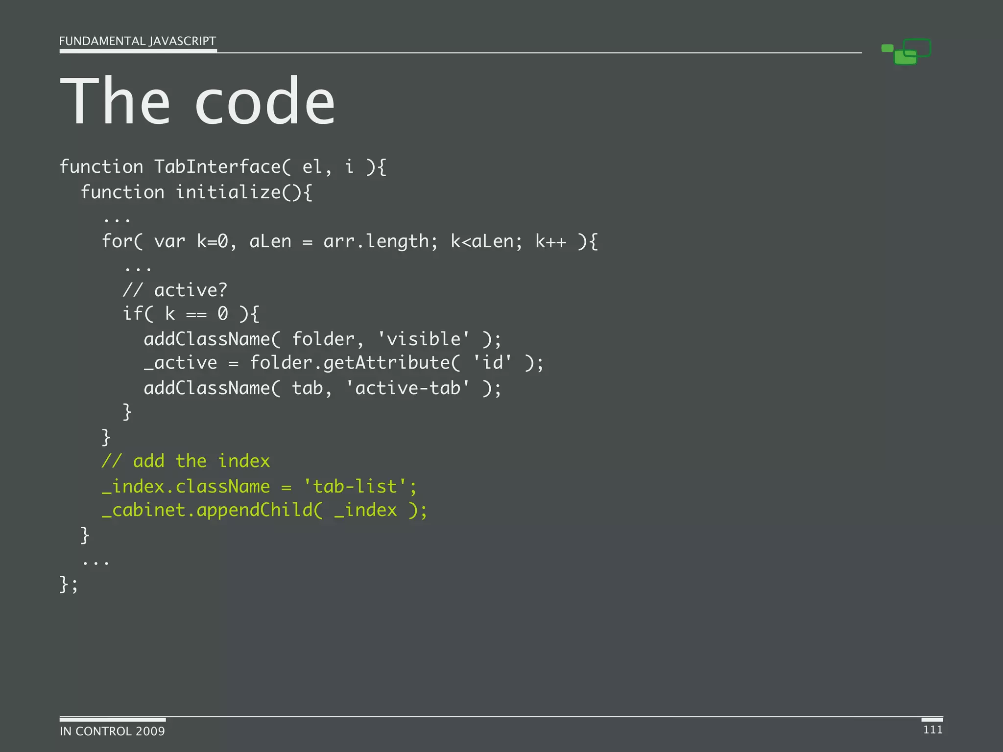 Fundamental JavaScript [In Control 2009]