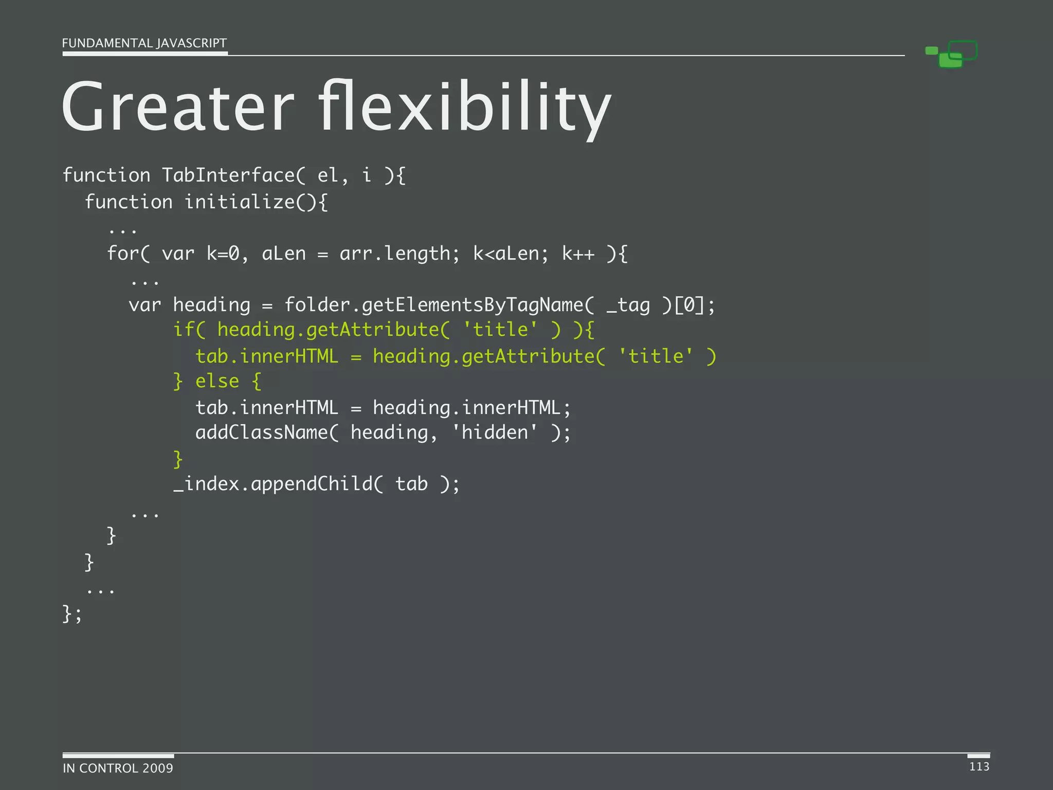 Fundamental JavaScript [In Control 2009]